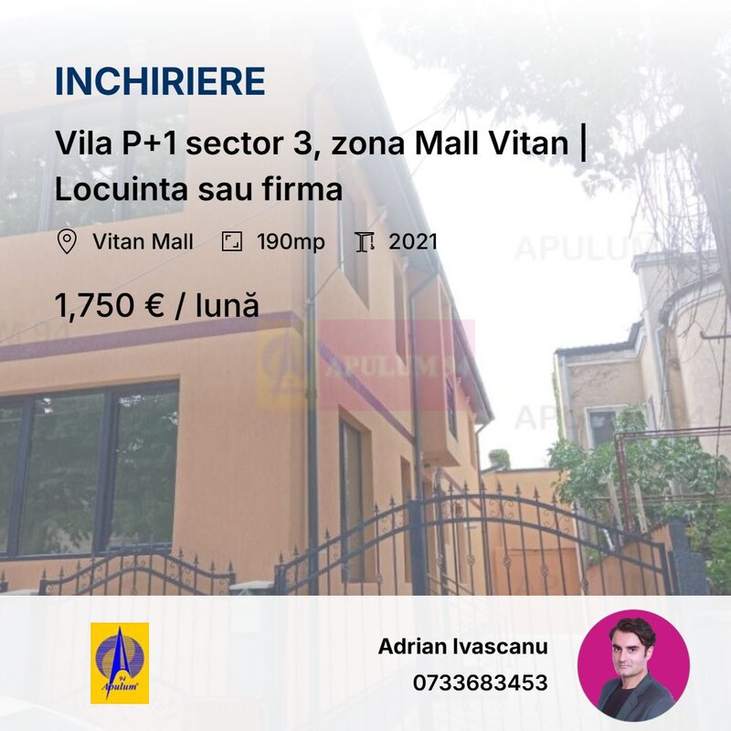 Vila P+1 sector 3, zona Mall Vitan | Locuinta sau firma